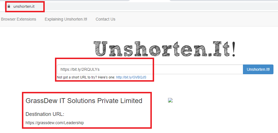 Example of short url check